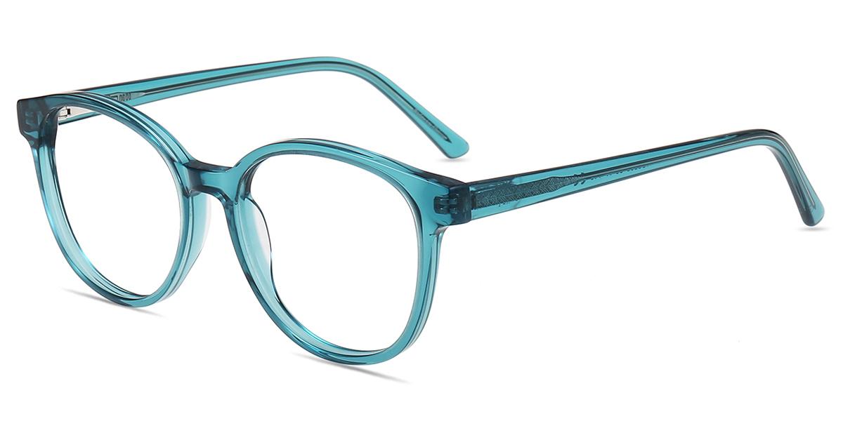 Unisex Brillen AC24164 Klar Blau Acetat Klein Rund Fassung Firmoo DE