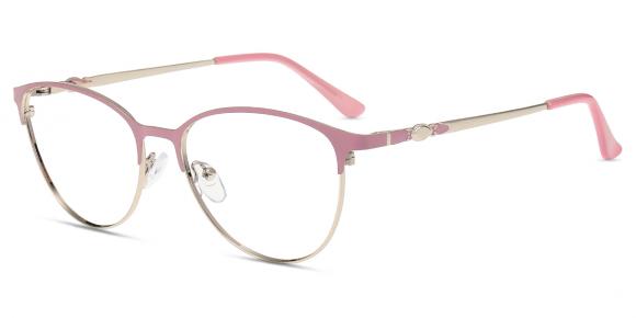 Damen Brillen M94415 Rosa Gold Metall Mittel Browline Fassung Firmoo DE