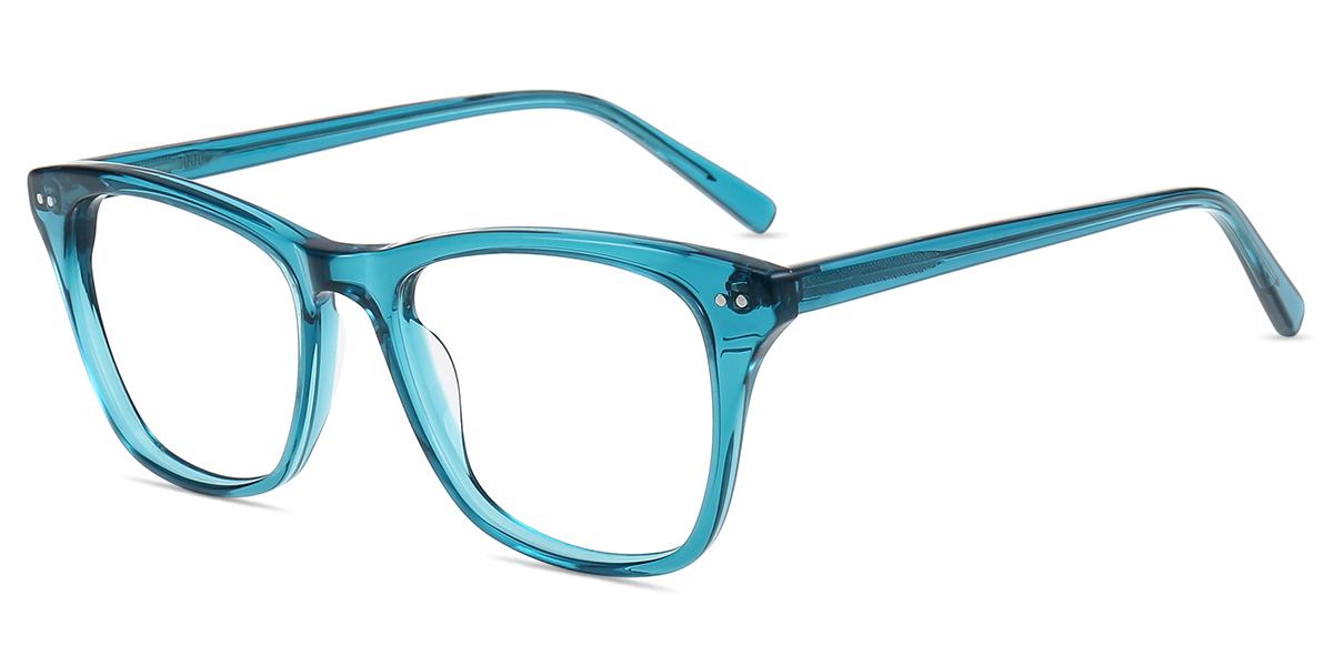 Unisex Brillen Andrew Klar Blau Acetat Klein Hornumrandet Fassung