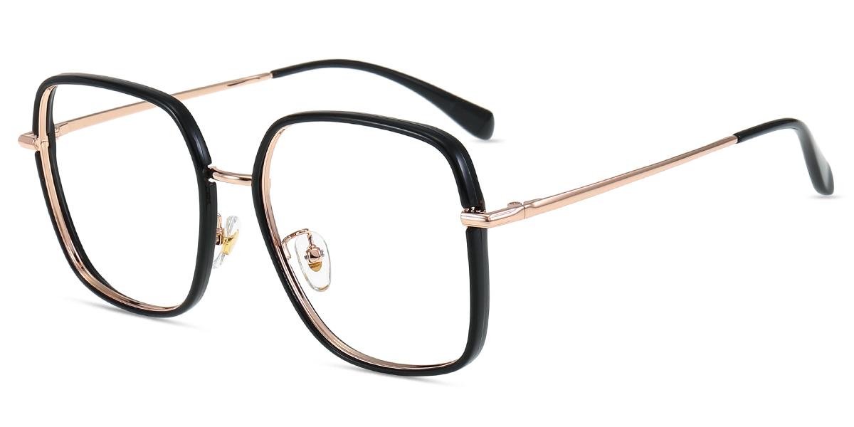 Lunettes de vue Femmes MT61281 Noir Or Rose Titane Tr Grande Carré