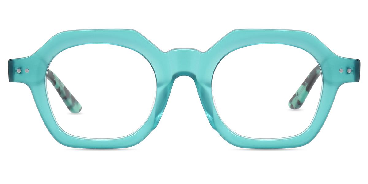 Unisex Brillen AC28328 Grün Klar Acetat Groß Polygon Fassung Firmoo DE