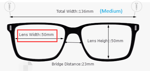 mm actual size glasses chart