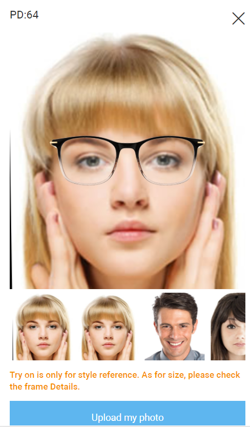 upload photo to try on glasses