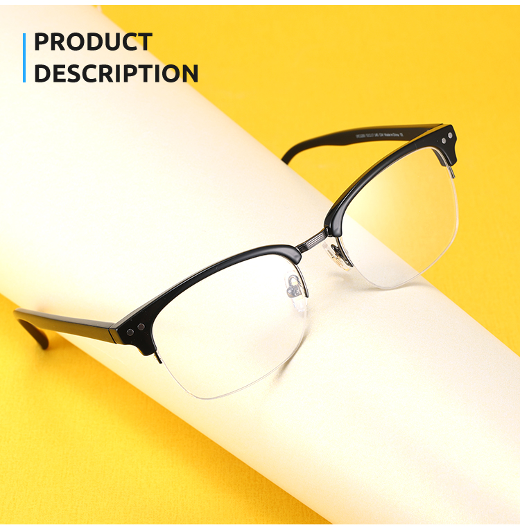 Unisex semi-rimless mixed material eyeglasses | Firmoo.com