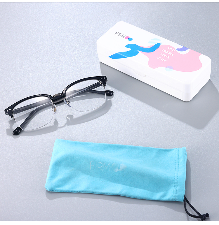 Unisex semi-rimless mixed material eyeglasses | Firmoo.com