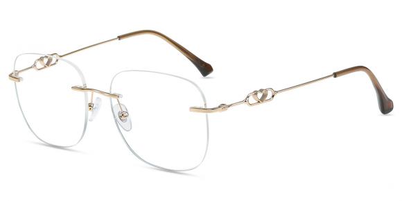 Damen Brillen M63529 | Gold Metall Mittel Quadratisch Fassung | Firmoo DE