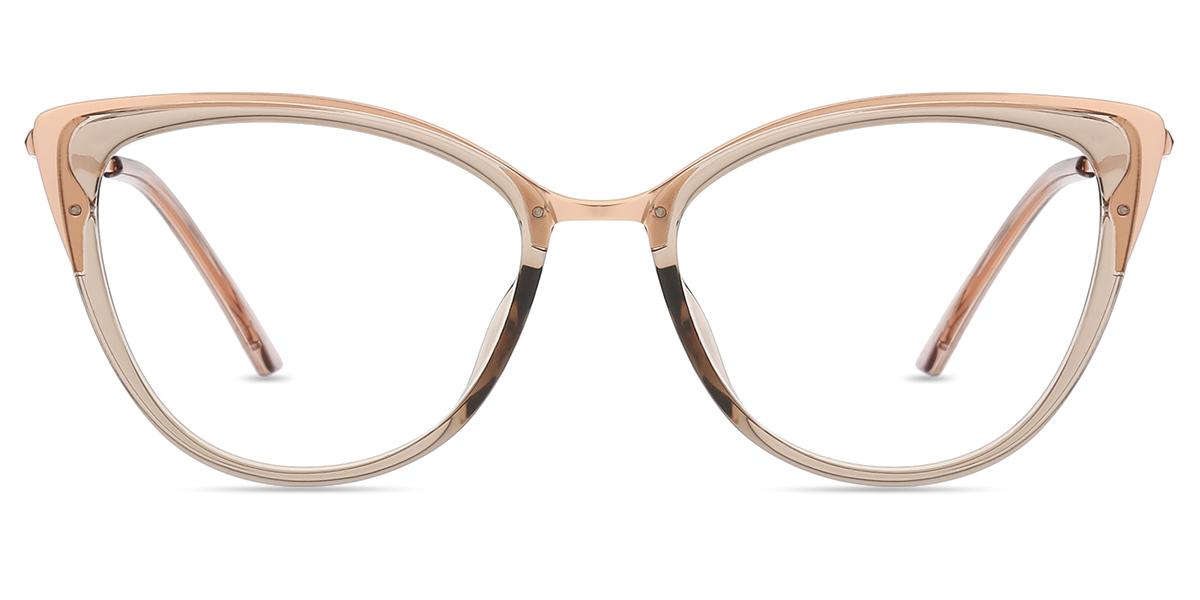 Firmoo Suofeia Eyeglass Replacement Frames S11093-C03 Womens Rose Gold‎ Half Rim Women full frame mixed material eyeglasses | Firmoo.com main image 3