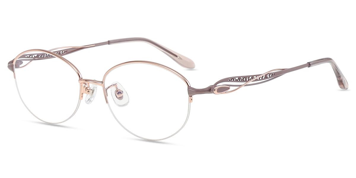 Firmoo Suofeia Eyeglass Replacement Frames S11093-C03 Womens Rose Gold‎ Half Rim Women full frame mixed material eyeglasses | Firmoo.com main image 4