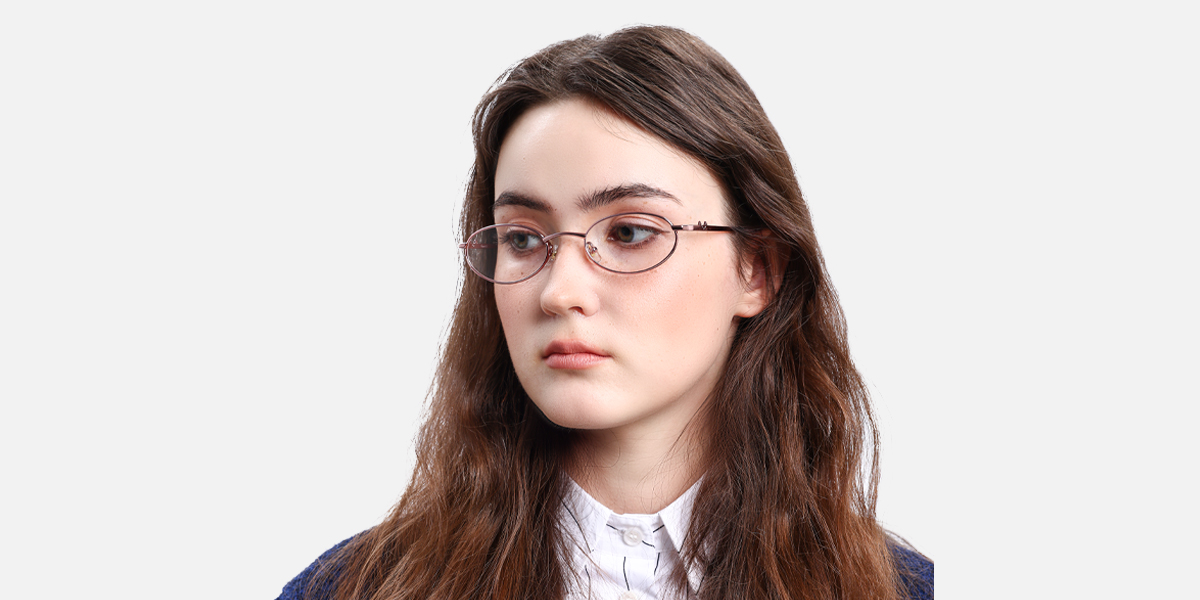 Women Glasses Large Judy185 | Pink Metal Oval Frame | Firmoo UK