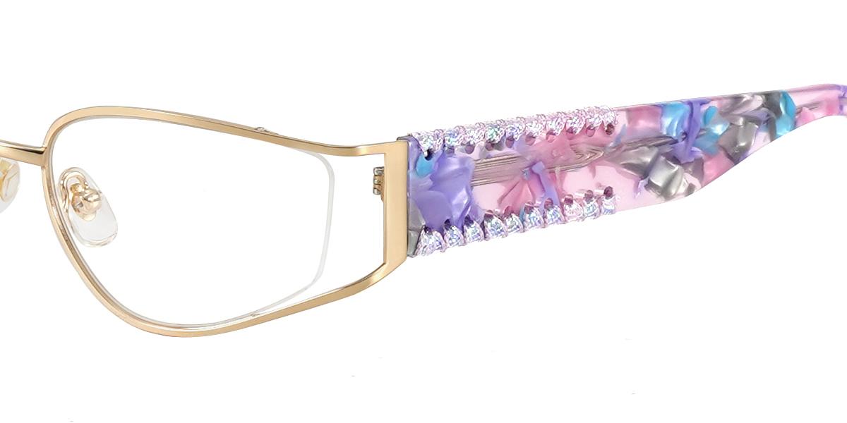 Damen Brillen Thread4 | Gold,Muster Metall ,Acetat Klein Polygon ...