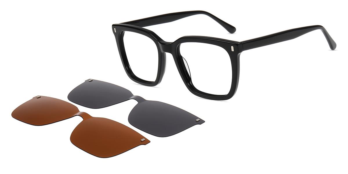 Occhiali da vista Donna F20516 Occhiali Quadrati Neri in Acetato