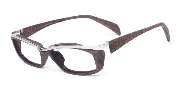 Menâ€™s full rim mixed material eyeglasses with real wood and metal ...