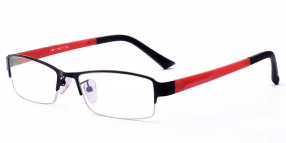 Men's semi-rimless mixed material eyeglasses | Firmoo.com