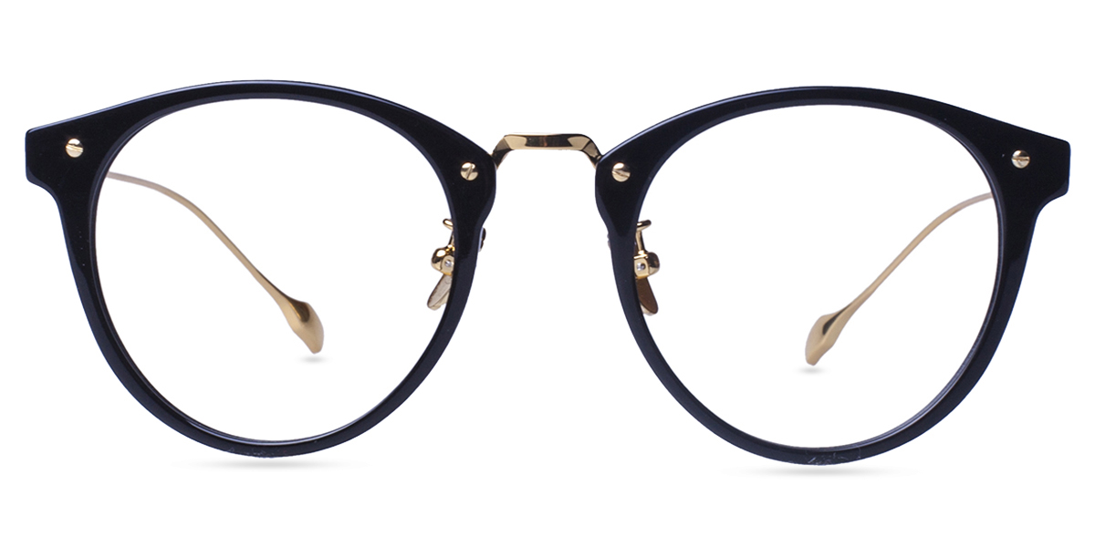 Unisex full frame mixed material eyeglasses