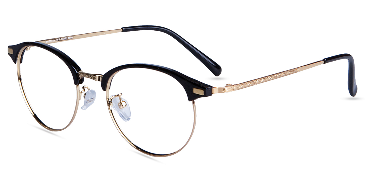 Unisex Full Frame Mixed Material Eyeglasses 