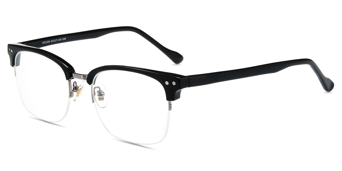 Unisex semi-rimless mixed material eyeglasses | Firmoo.com