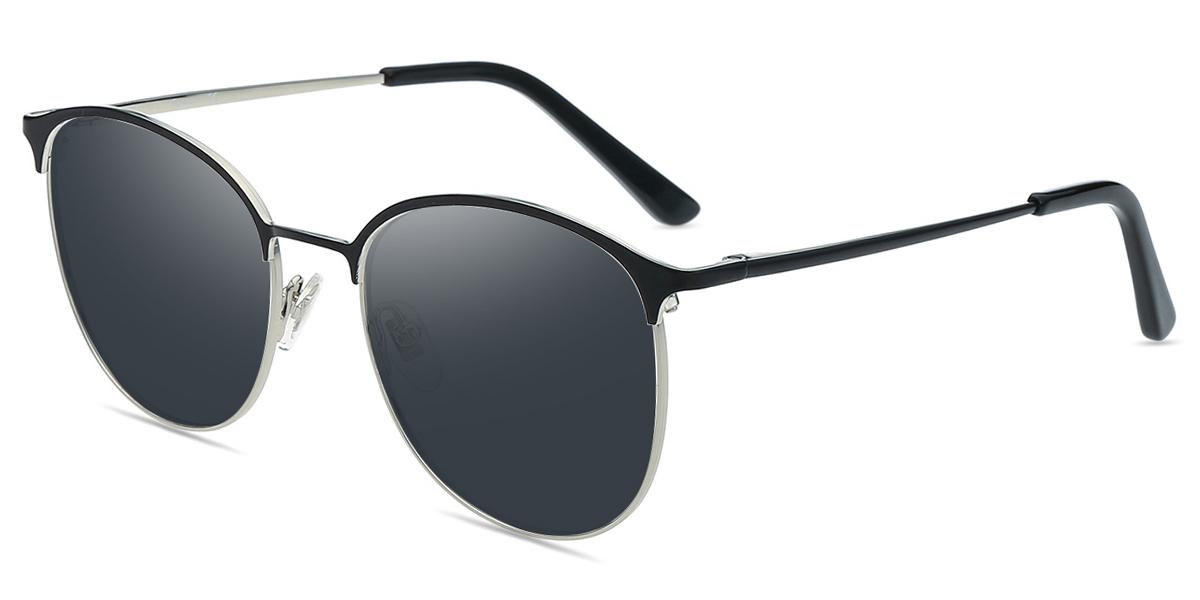 Occhiali Da Sole Unisex Jhane Barnes J905 - Metallici Neri Con Lenti Polarizzate Grigie - Fatto A Mano In Italia