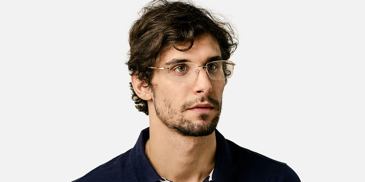 Unisex semi-rimless titanium eyeglasses | Firmoo.com