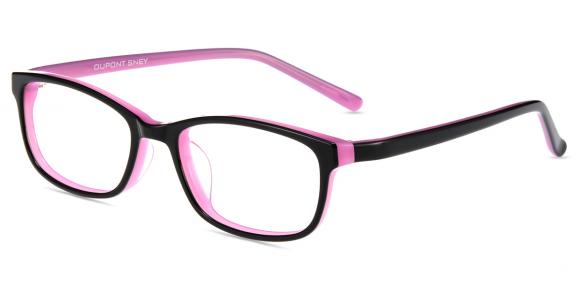 Pink and cheap black glasses