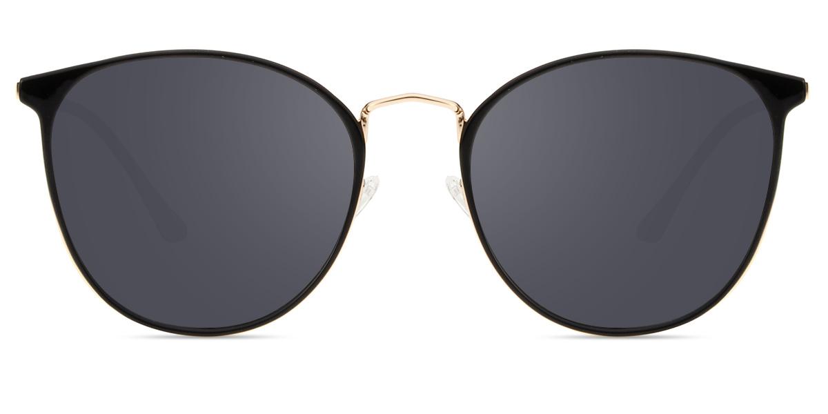 Women Sunglasses Small S09583 Black Gold Mixed Materials Hornrimmed