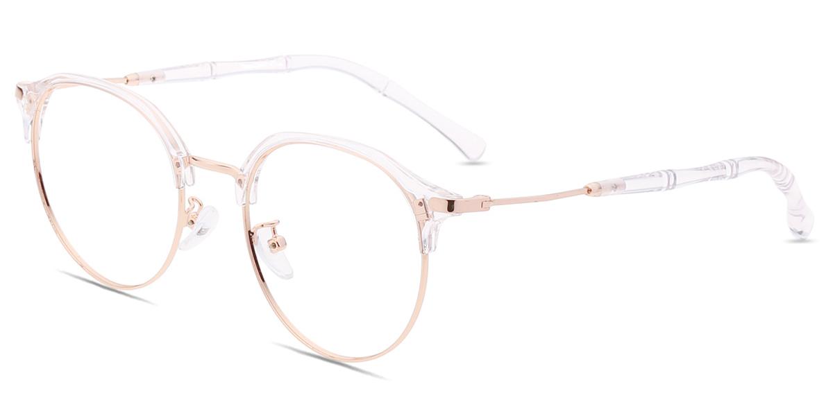 Women Glasses Medium S9566 Clear Gold Mixed Materials Browline Frame
