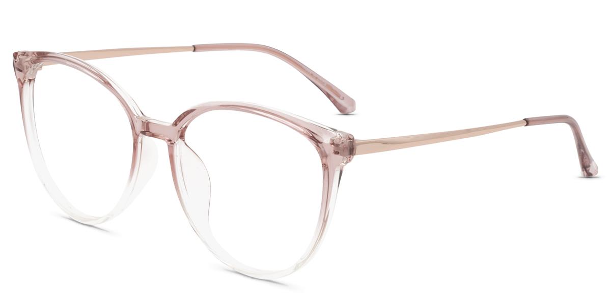 Firmoo Suofeia Eyeglass Replacement Frames S11093-C03 Womens Rose Gold‎ Half Rim Women full frame mixed material eyeglasses | Firmoo.com main image 2