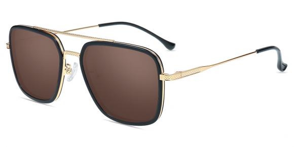 Unisex Sunglasses Large ST0178 | Black Gold Mixed Materials Aviator ...