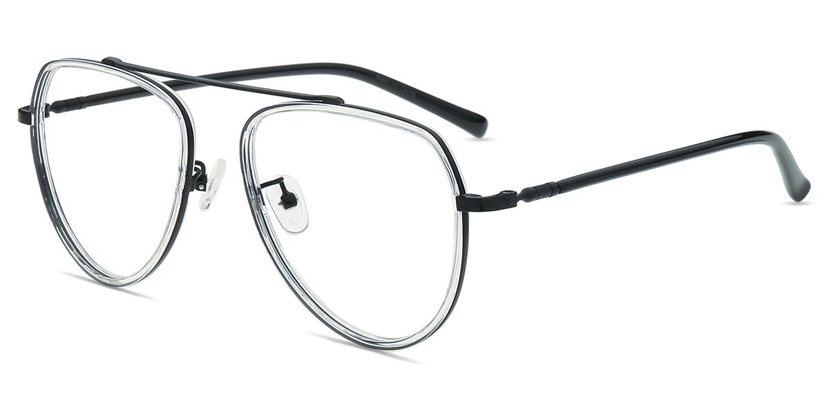 Unisex Full Frame Mixed Material Eyeglasses 