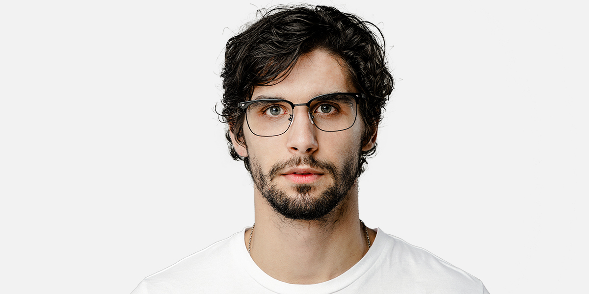 Men's full frame mixed material eyeglasses