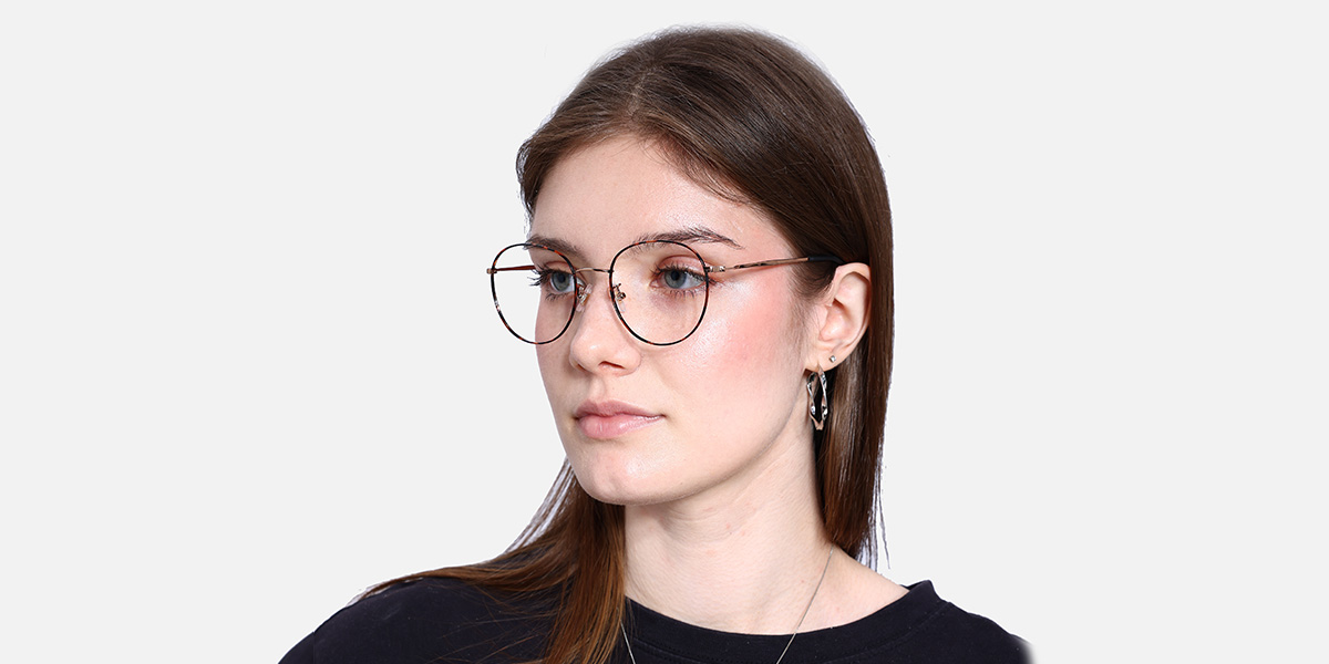 Unisex Glasses Small S9023 | Rose Gold Metal Round Frame | Firmoo UK