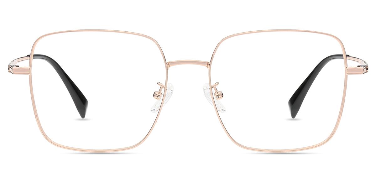 Unisex Glasses Large S17714 | Gold Metal Square Frame | Firmoo UK