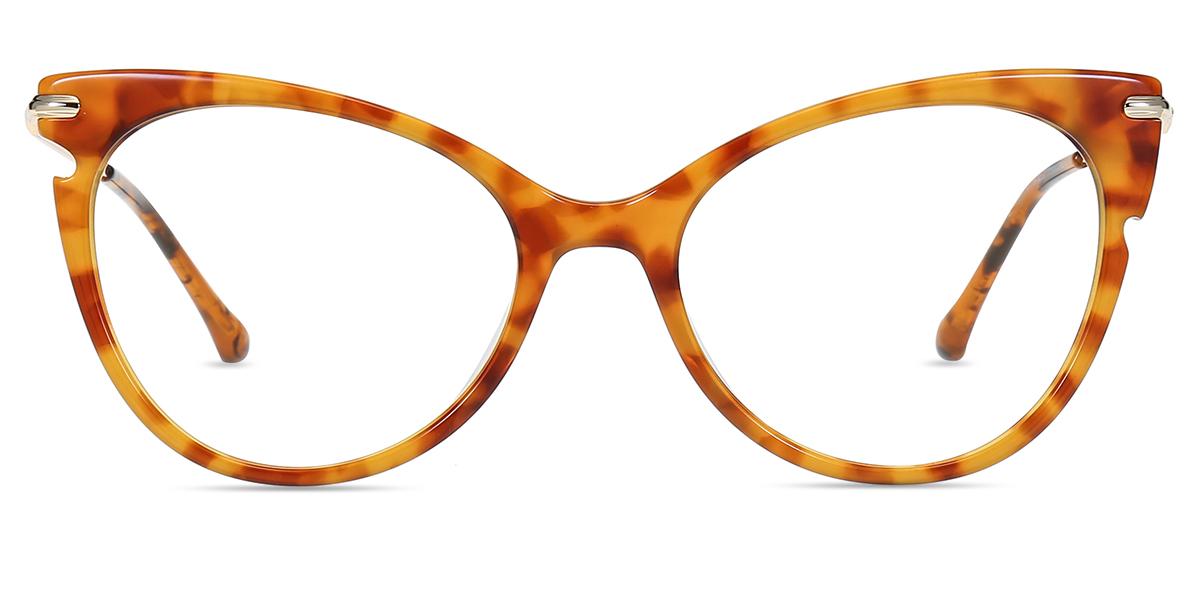 Women Glasses Large April20407 Tortoise Acetate Metal Cat Eye Frame