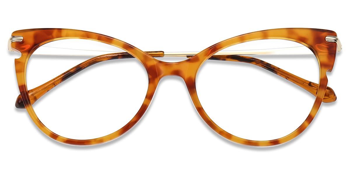 Women Glasses Large April20407 Tortoise Acetate Metal Cat Eye Frame