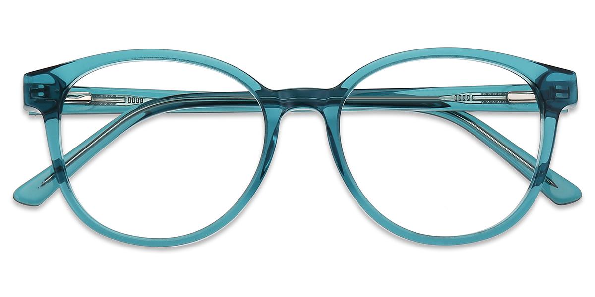 Unisex Glasses Small AC24164 Clear Blue Acetate Round Frame Firmoo UK