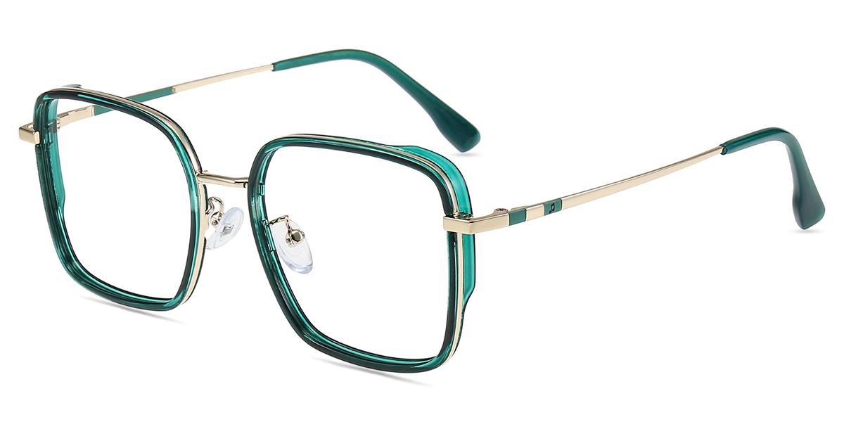 Women Glasses Medium TM17735 | Green Gold Tr Metal Square Frame | Firmoo UK