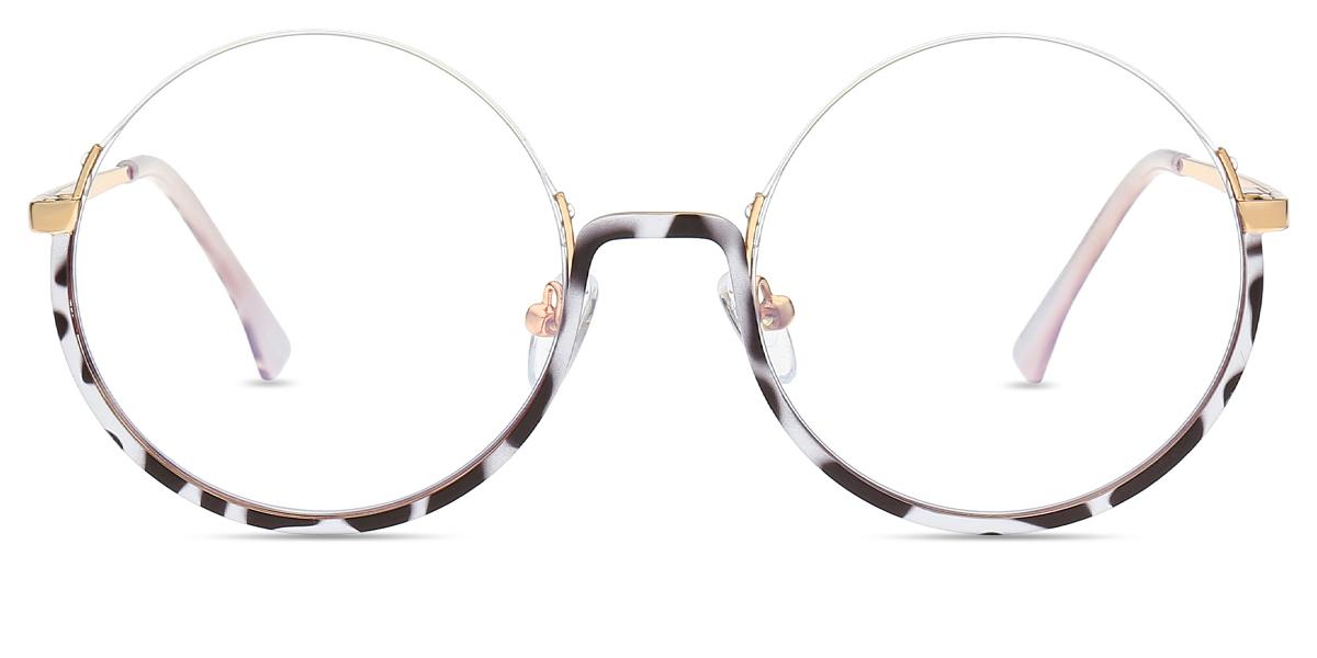 Damen Brillen M56742 | Schwarz,WeiÃ,Muster Metall Klein Rund Fassung | Firmoo DE