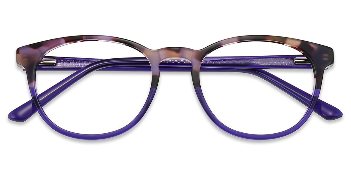 Women Glasses Small AC49364 | Pattern Purple Acetate Horn-rimmed Frame ...