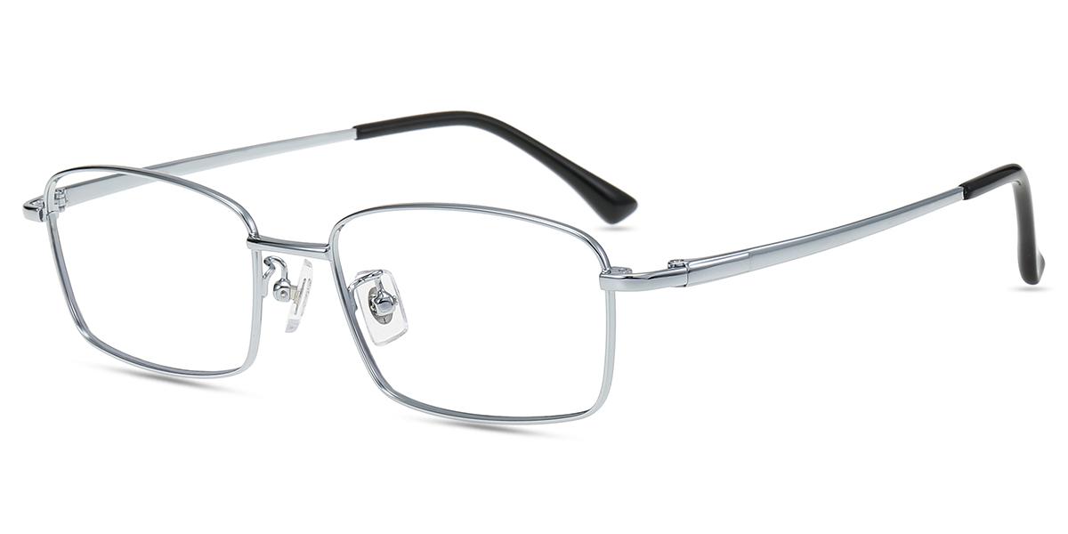 Men Glasses Large T06798 Silver Titanium Rectangle Frame Firmoo UK