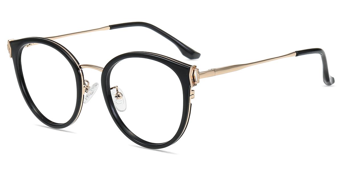 Women Glasses Medium TM62006 Black Rose Gold Tr Metal Round Frame