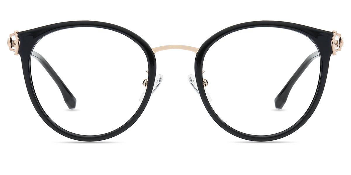 Women Glasses Medium TM62006 Black Rose Gold Tr Metal Round Frame