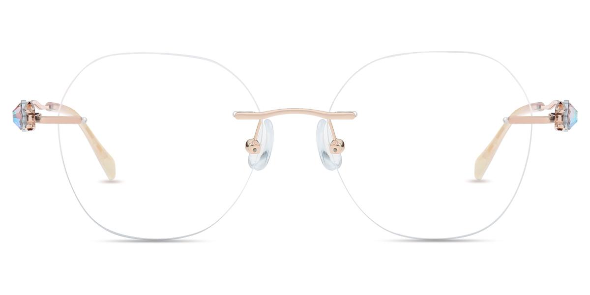 Women Glasses Medium T30843 Rose Gold Titanium Square Frame Firmoo UK