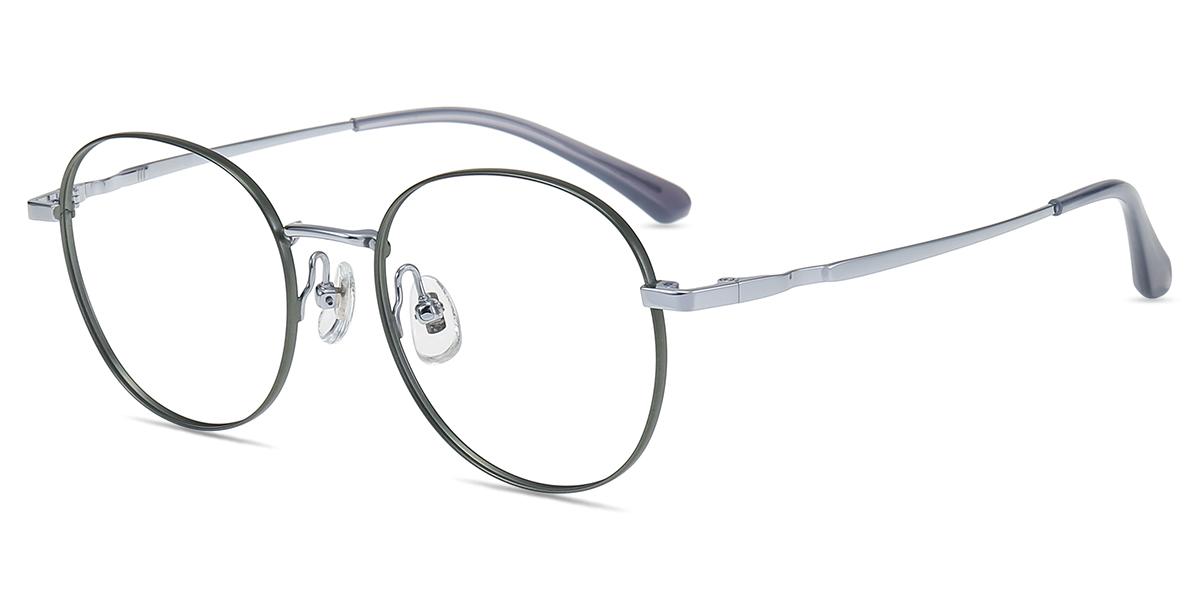 Men Glasses Medium T61234 Green Silver Titanium Oval Frame Firmoo UK