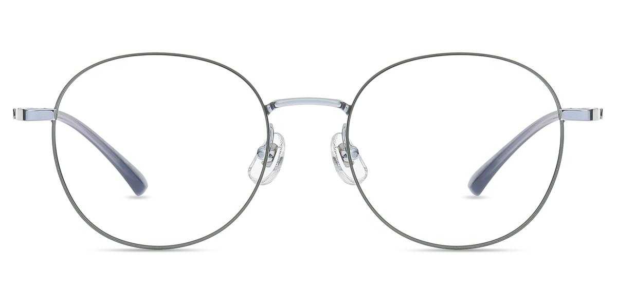 Men Glasses Medium T61234 Green Silver Titanium Oval Frame Firmoo UK
