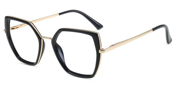 Lunettes de vue Femmes TM12836 | Noir,Or Tr ,Métal Grande Polygone
