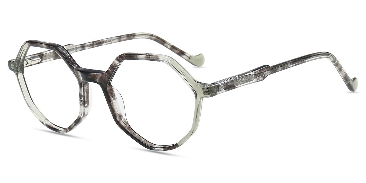 Women Glasses Small Ac61652 Clear Green Pattern Acetate Geometric Frame Firmoo Uk