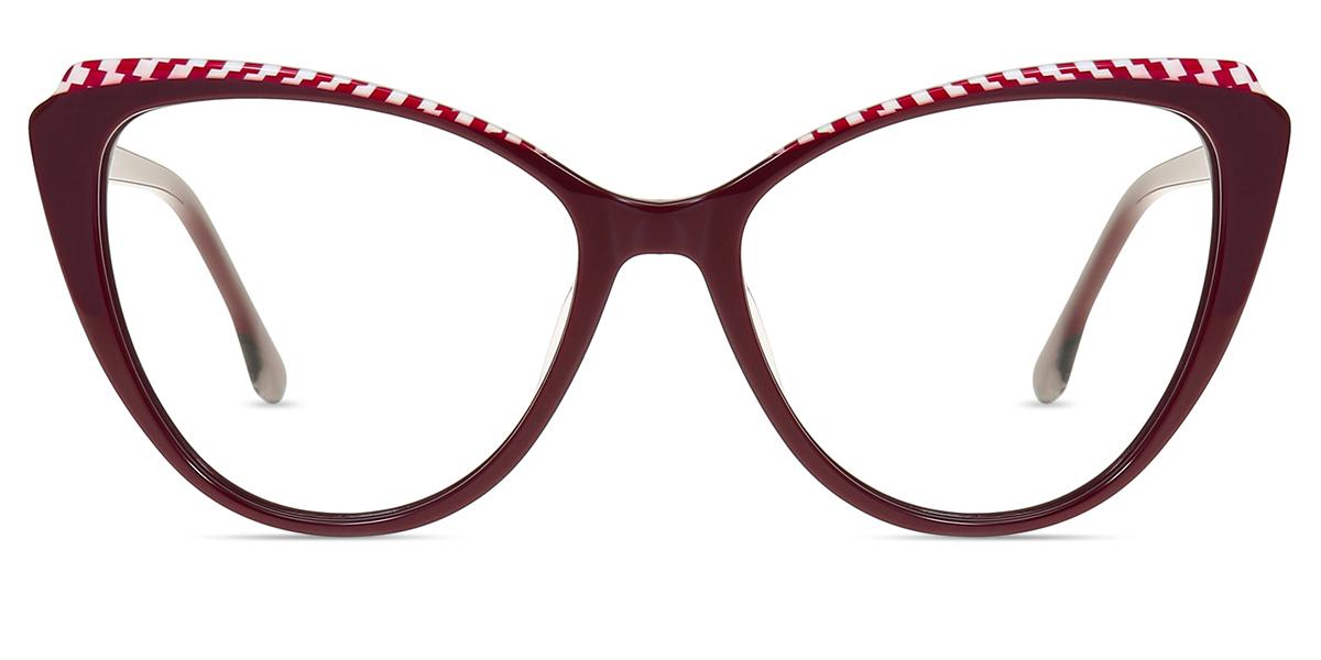 Lunettes de vue Femmes AC34950 | Bourgogne Acétate Moyen Œil de chat