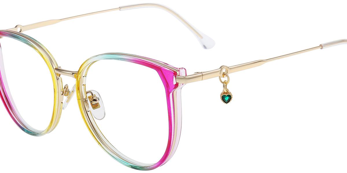 Lunettes Vintage ELCE DIV-340 3325 - Monture Or Rose Multicolore Ovale - Taille 52mm - Neuf Sans étiquette - Made In Germany