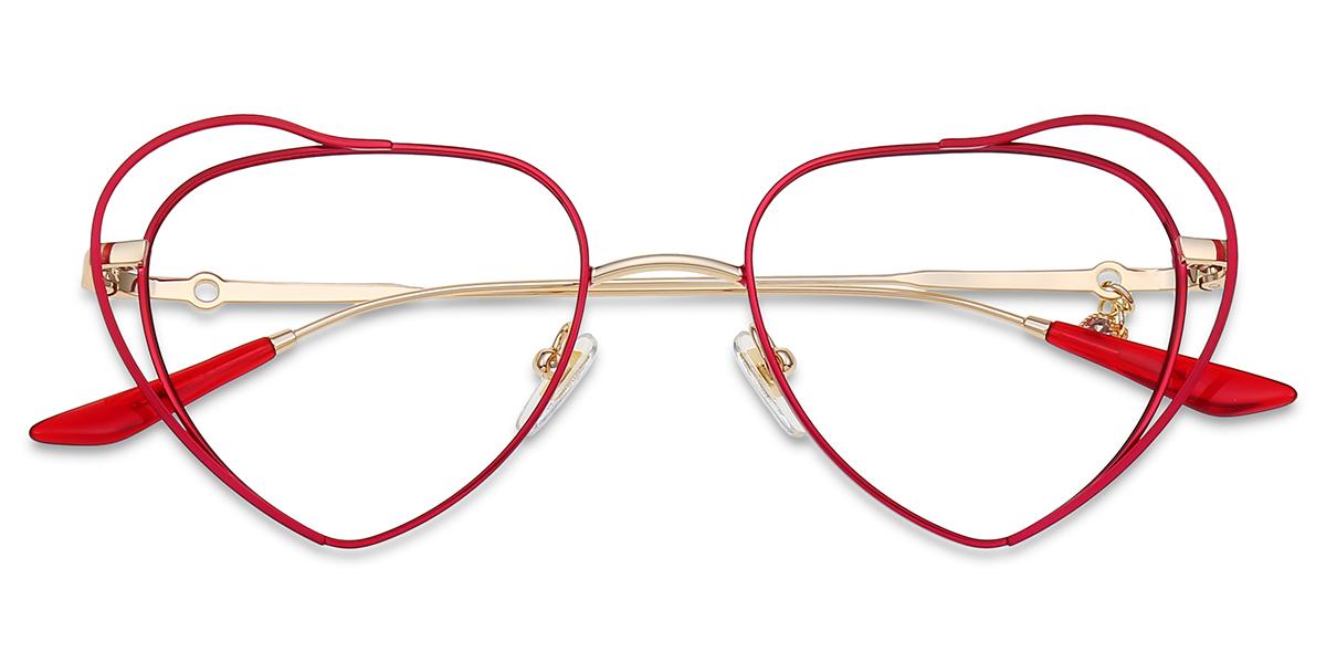 Women Glasses Medium Andrew037 Burgundy Gold Metal Heart Frame