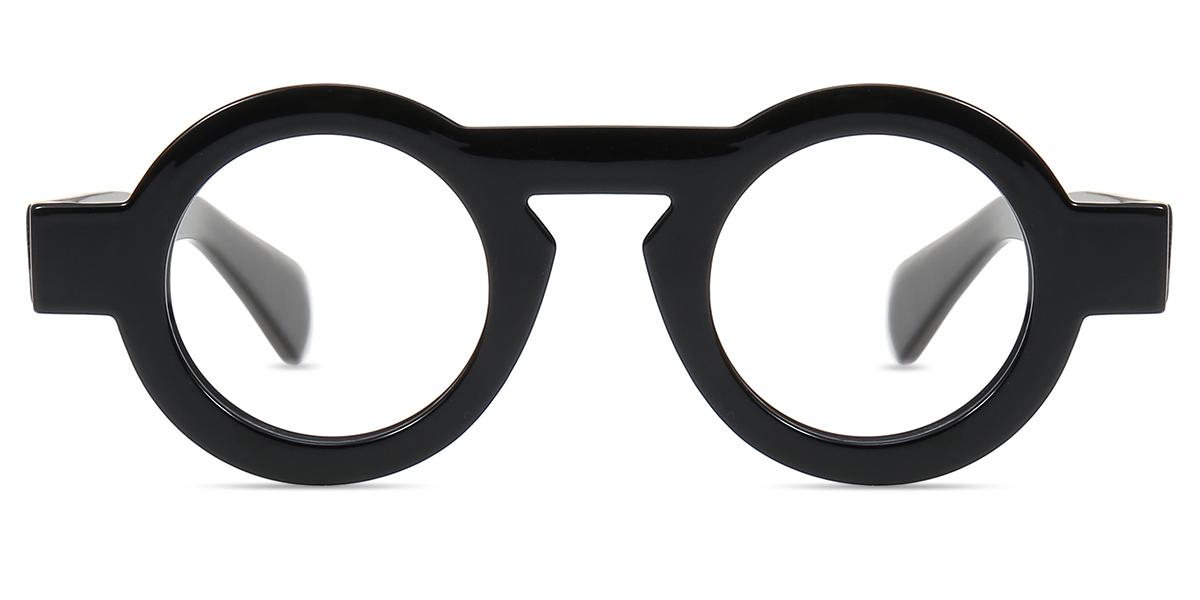 MOOKEENONE Occhiali da vista rotondi unisex con lenti trasparenti in metallo classico retrò, Nero